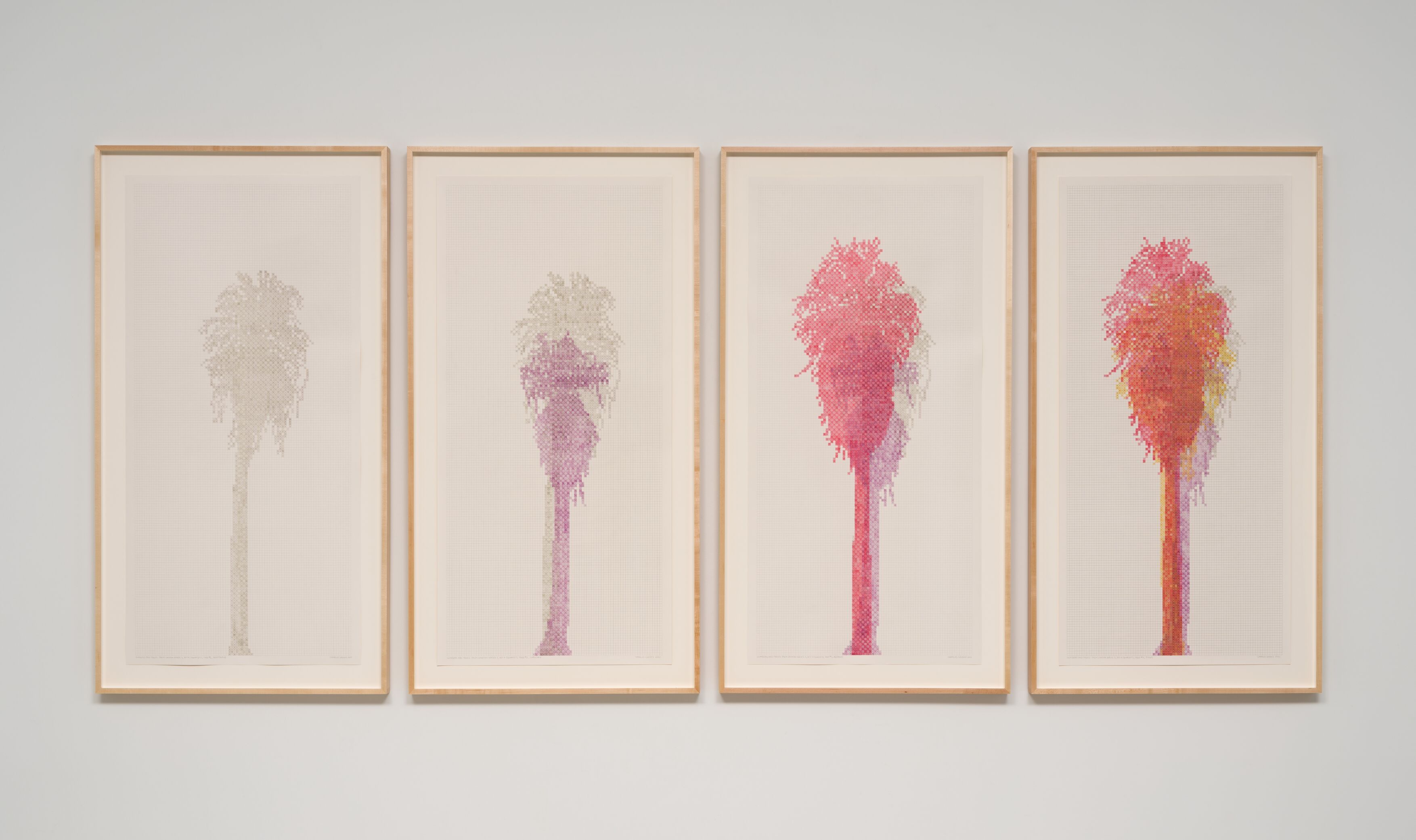Charles Gaines, Numbers and Trees: Palm Canyon Watercolor, Series 3, Set 4, 2021