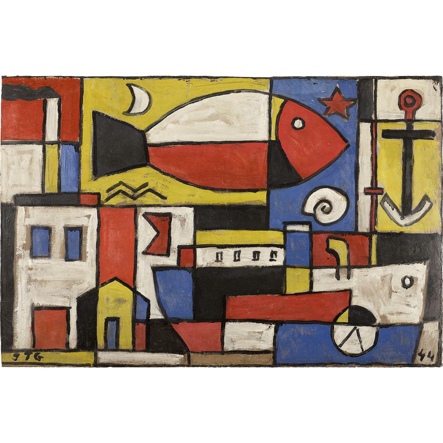 Joaquín Torres-García, "Construcción (boceto para el mural de Saint Bois)", 1944